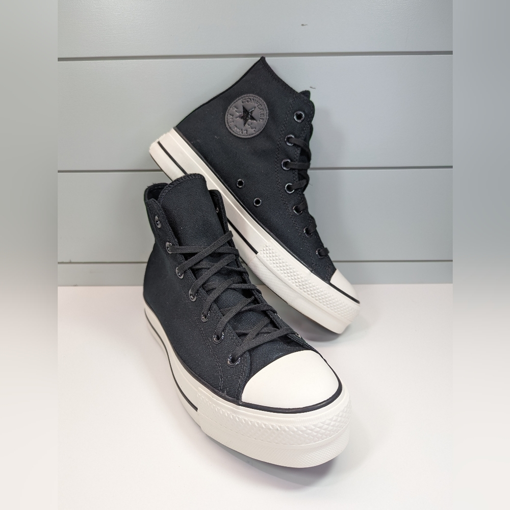 Converse All Star Chuck Taylor Lift Hi Top Black Canvas Sneakers Women's 10.5